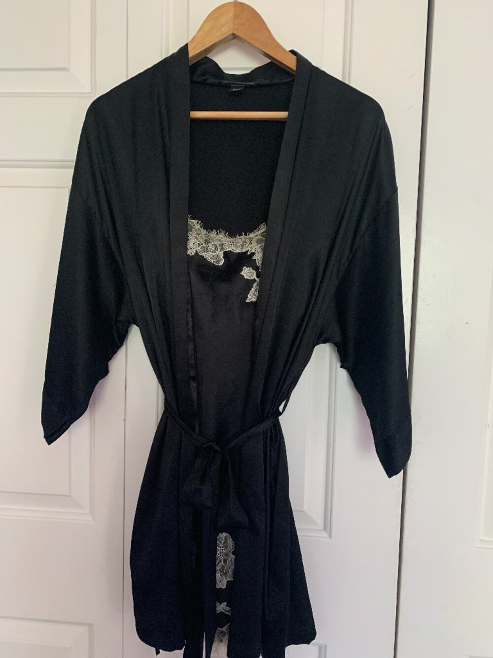 Black Satin Robe and Short Nightie Set - Victoria's Secret
